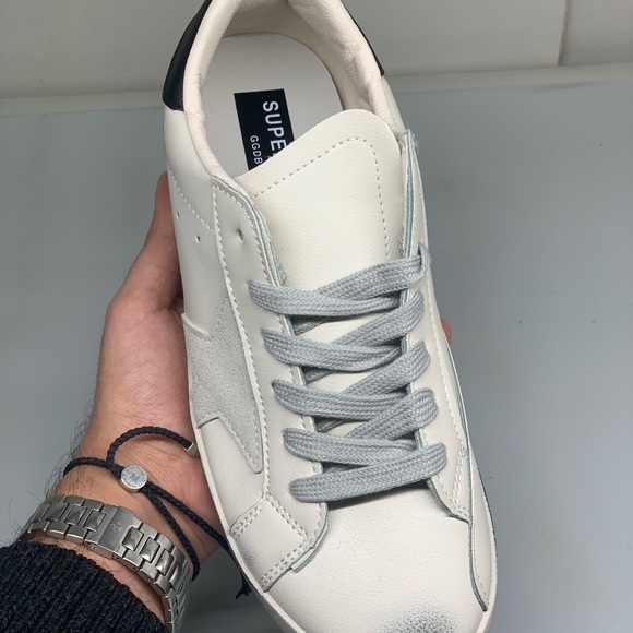 Women’s Distressed Sneaker with grey star detailing in white faux leather - Picture 10 of 13